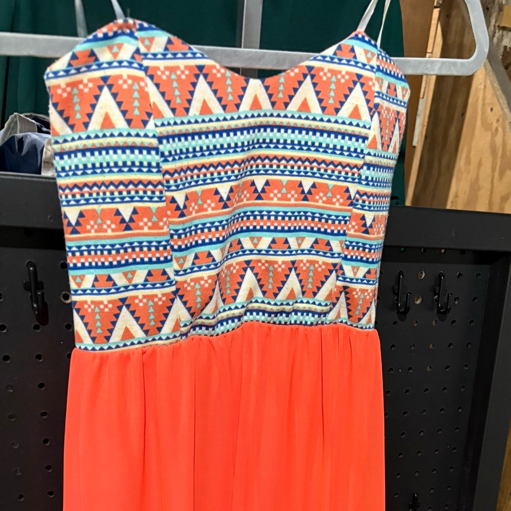 Orange Geometric Maxi Dress